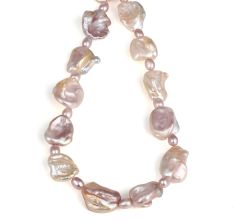 Natural Pink Pearl Necklace for women, 925 Sterling silver with gold plated necklace, Handmade jewelry